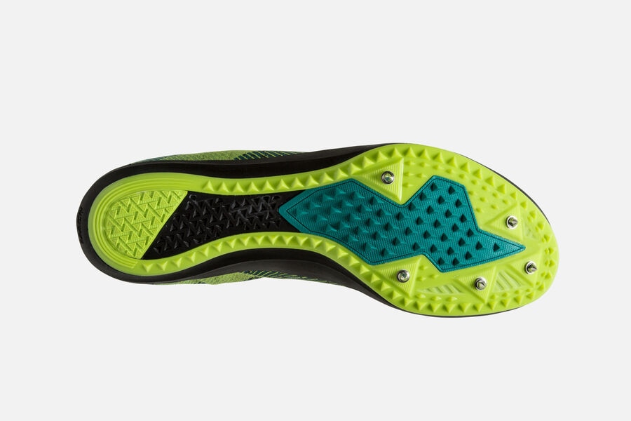 Brooks Mach 19 Spikes Shoes - Mens - Black/Green - MJ7503419